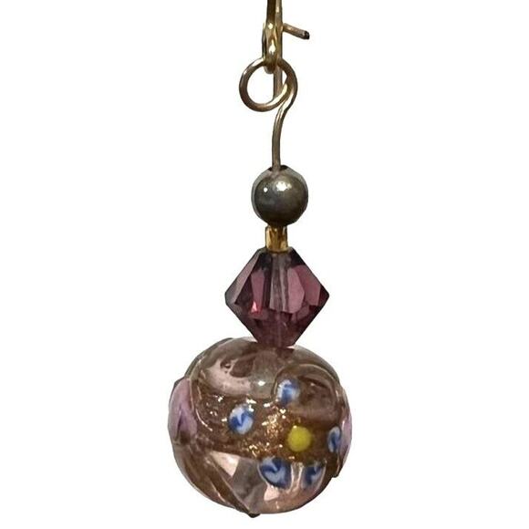 Unique Elegant Earrings Gold and Multicolored Beads - Picture 7 of 10